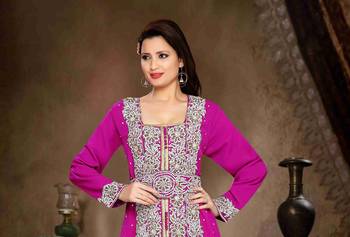 Wine color Handmade Moroccan Kaftan with hijjab 2