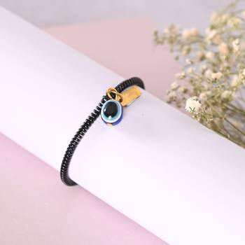 Unisex black evil eye crystal spring ring bracelet 3