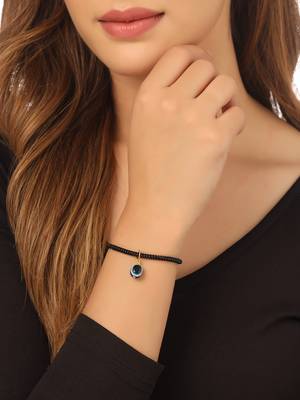 Women black evil eye adjustable bracelet 1