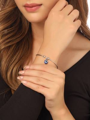 Women silver evil eye adjustable bracelet 1