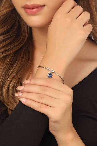 Women silver evil eye adjustable bracelet