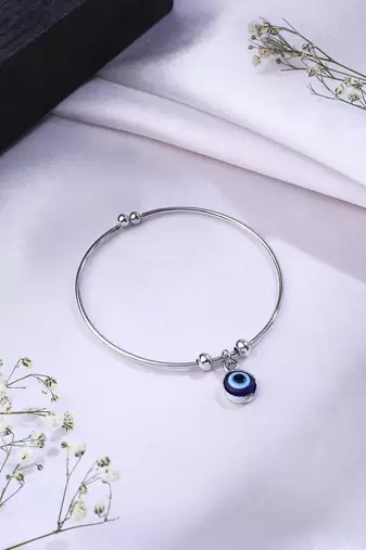Women silver evil eye adjustable bracelet
