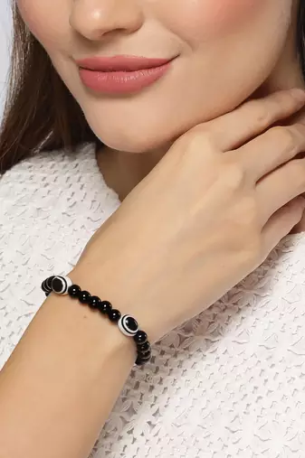 Unisex evil eye beaded adjustable bracelet