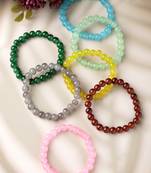 Unisex set of 7 artificial beads elasticated bracelet