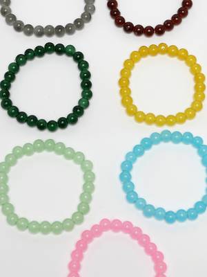 Unisex set of 7 artificial beads elasticated bracelet 2