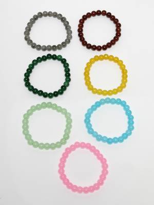 Unisex set of 7 artificial beads elasticated bracelet 4