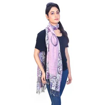 Ethnic Paisley Print Reversible Purple Silk Stole Diwali Special Gift 186 2