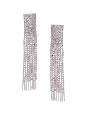 women silver toned contemporary ad studded drop earrings 4