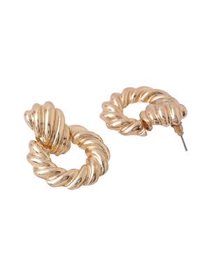 Women gold toned circular drop earrings 4