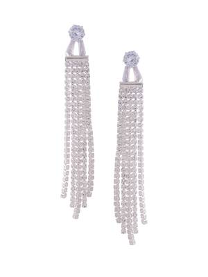 Women silver toned contemporary drop earrings 3