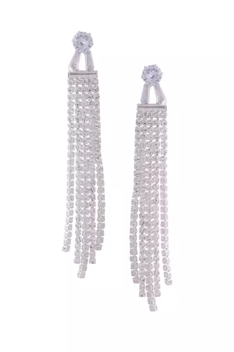 Women silver toned contemporary drop earrings