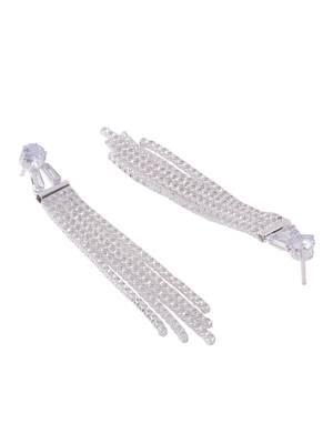 Women silver toned contemporary drop earrings 4