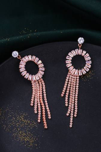 Women gold toned contemporary drop earrings