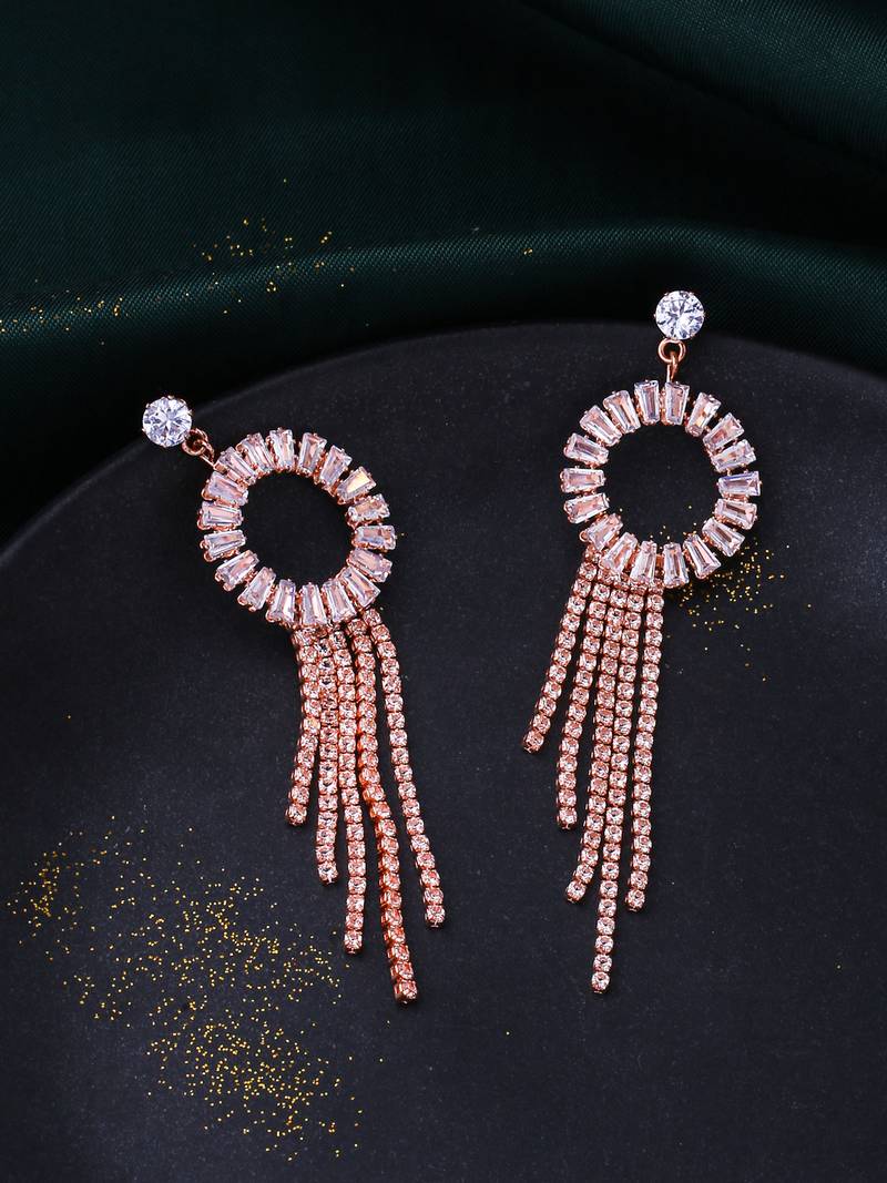 Women gold toned contemporary drop earrings