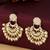 Women gold plated studded kundan chandbali earrings