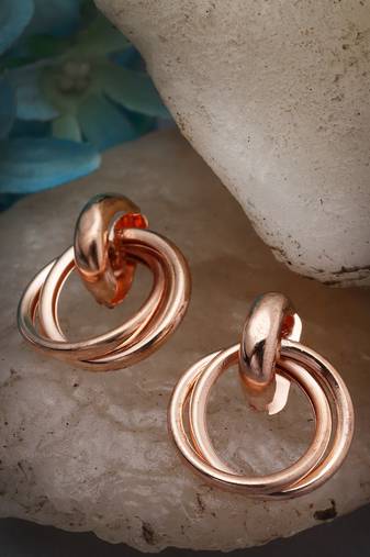 Women's western gold plated circular metal hoop earrings