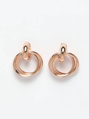 Women's western gold plated circular metal hoop earrings 2