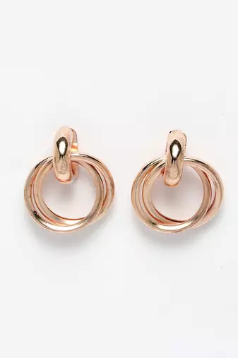 Women's western gold plated circular metal hoop earrings