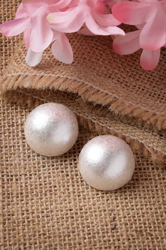Women's white circular studs earrings