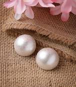 Women's white circular studs earrings