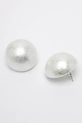Women's white circular studs earrings