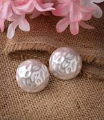 Women white circular studs earrings