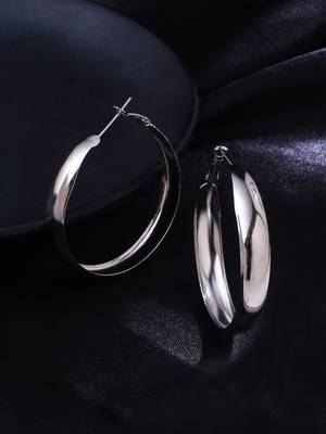 Women silver plated hoop earrings 1