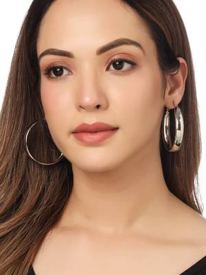 Women silver plated hoop earrings 2