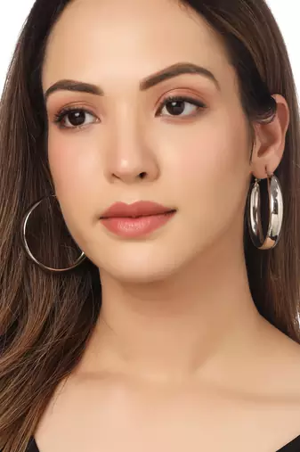 Women silver plated hoop earrings