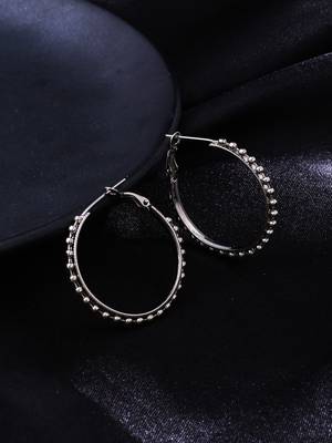 Women silver-plated circular hoop earrings 1
