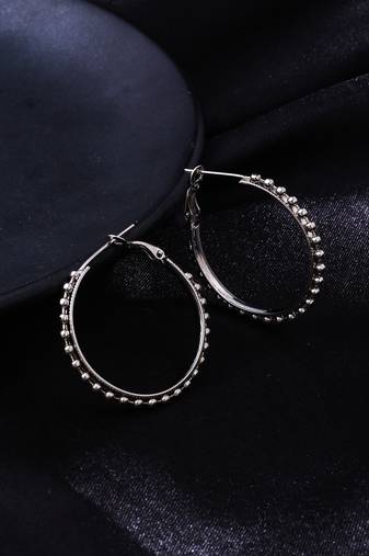 Women silver-plated circular hoop earrings