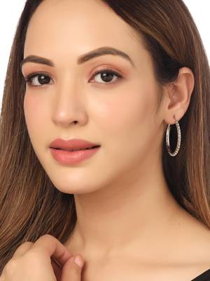 Women silver-plated circular hoop earrings 2