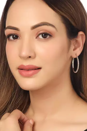 Women silver-plated circular hoop earrings