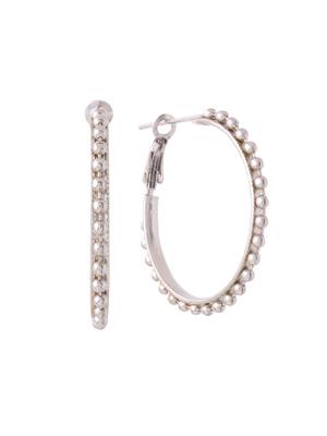 Women silver-plated circular hoop earrings 4