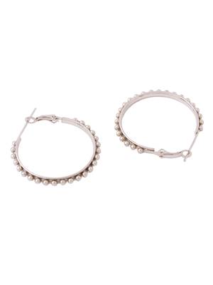 Women silver-plated circular hoop earrings 5
