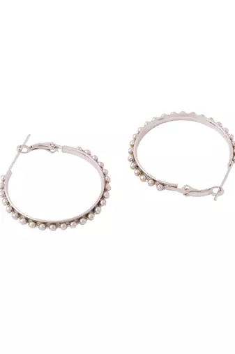 Women silver-plated circular hoop earrings