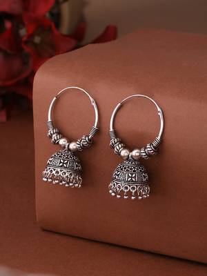 Women silver-plated contemporary jhumkas earrings 1