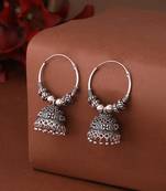 Women silver-plated contemporary jhumkas earrings