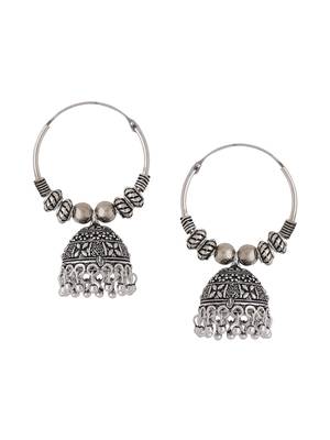 Women silver-plated contemporary jhumkas earrings 3