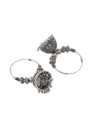 Women silver-plated contemporary jhumkas earrings 5