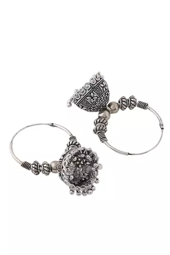 Women silver-plated contemporary jhumkas earrings