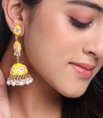 Women gold plated yellow  jhumkas earrings