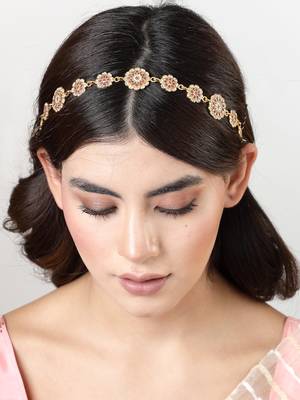 Women's gold-plated traditional meenakari stones trending matha patti 2