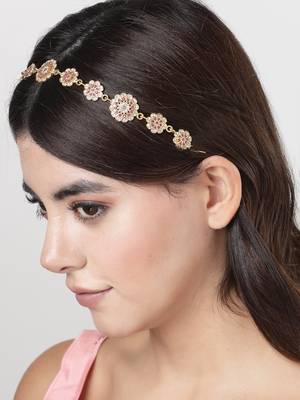 Women's gold-plated traditional meenakari stones trending matha patti 3