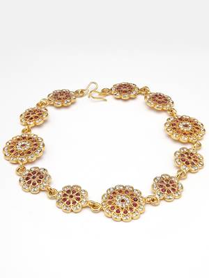 Women's gold-plated traditional meenakari stones trending matha patti 4