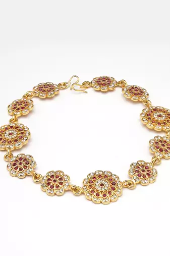 Women's gold-plated traditional meenakari stones trending matha patti