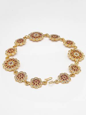 Women's gold-plated traditional meenakari stones trending matha patti 5