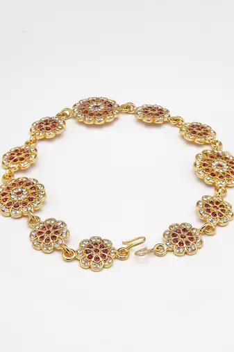 Women's gold-plated traditional meenakari stones trending matha patti