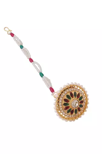 Women's trending stylish gold-plated maang tikka