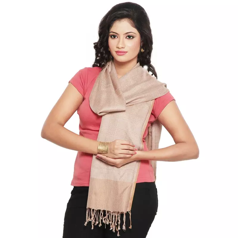 Chequered Design Kashmiri Reversible Silk Stole Deepawali Special Gift 190
